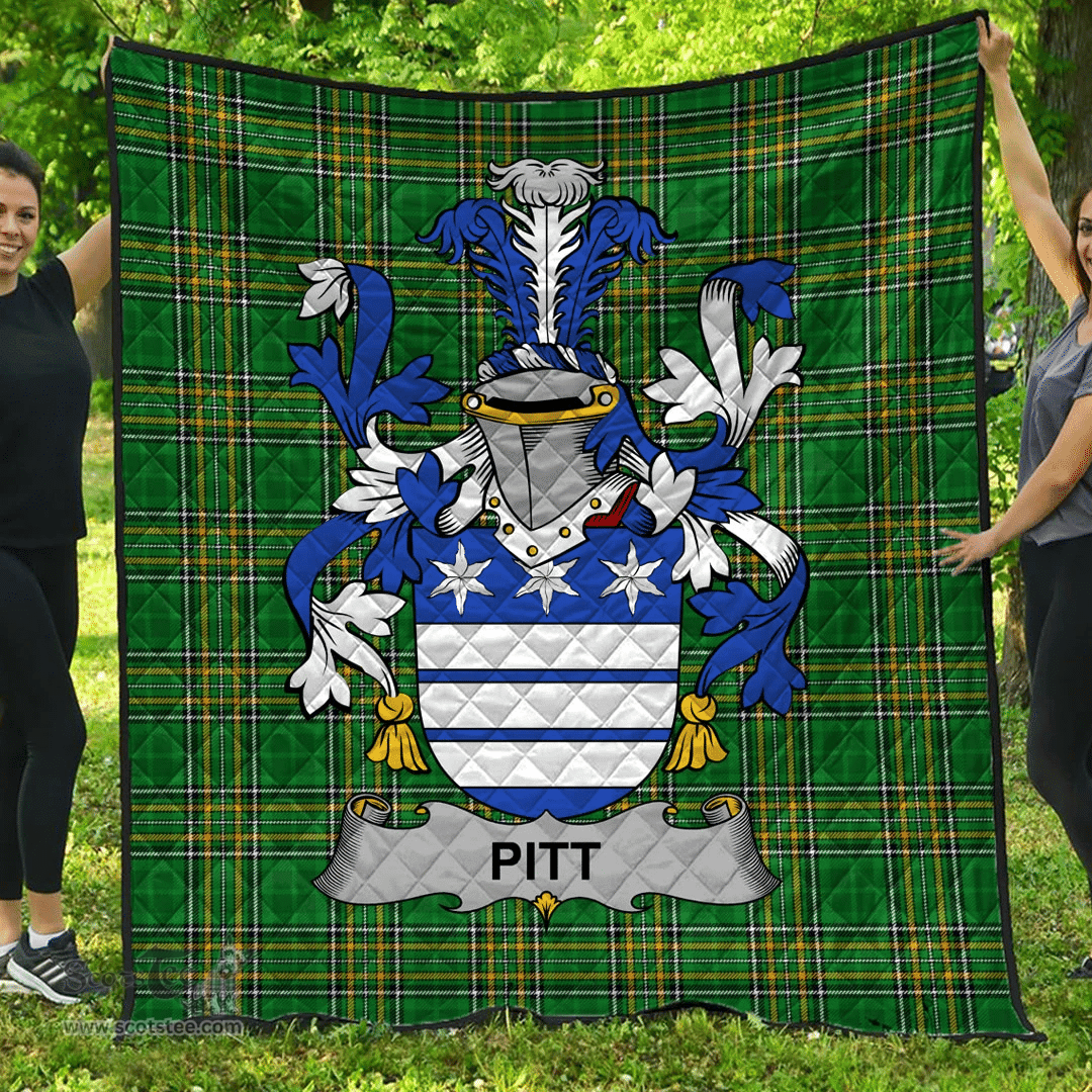 Scottish Pitt Irish Coat of Arms Family Crest Quilt Irish National Tartan Irish County Quilts