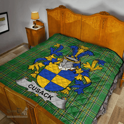 Scottish Cusack Irish Coat of Arms Family Crest Quilt Irish National Tartan Irish County Quilts