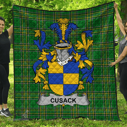 Scottish Cusack Irish Coat of Arms Family Crest Quilt Irish National Tartan Irish County Quilts
