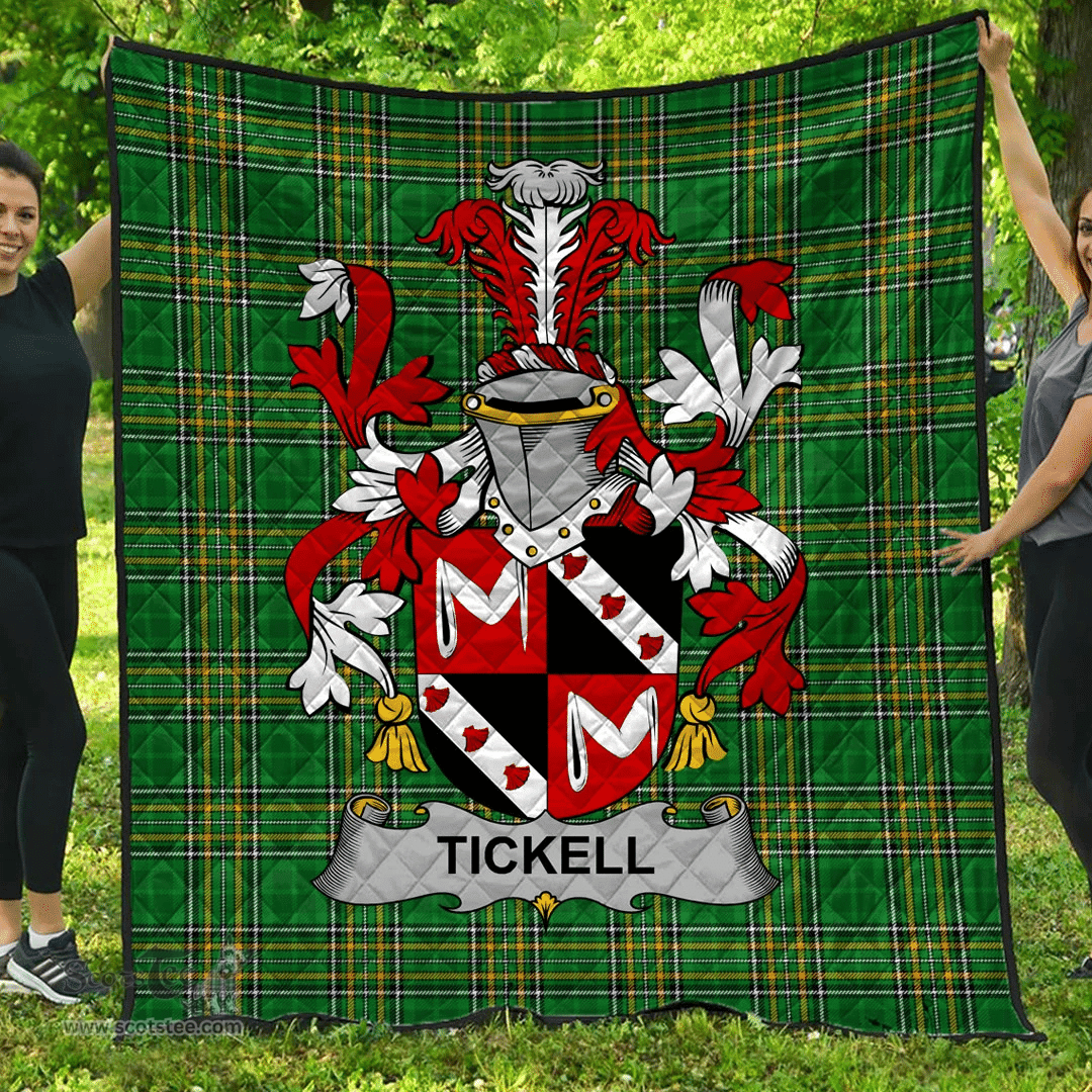 Scottish Tickell Irish Coat of Arms Family Crest Quilt Irish National Tartan Irish County Quilts