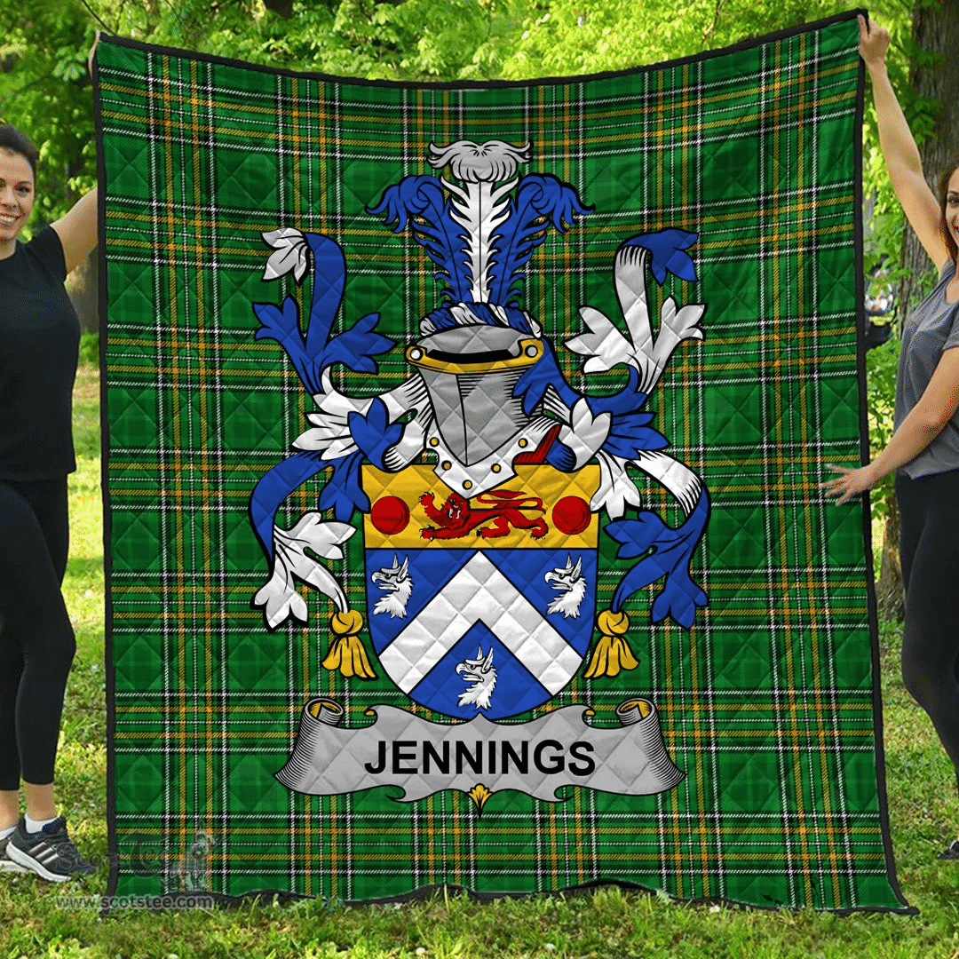 Scottish Jennings Or Jennyns Irish Coat of Arms Family Crest Quilt Irish National Tartan Irish County Quilts
