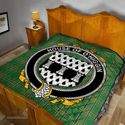 Scottish House Of O'Higgin Irish Coat of Arms Family Crest Quilt Irish National Tartan Irish County Quilts