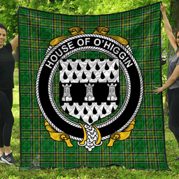 Scottish House Of O'Higgin Irish Coat of Arms Family Crest Quilt Irish National Tartan Irish County Quilts