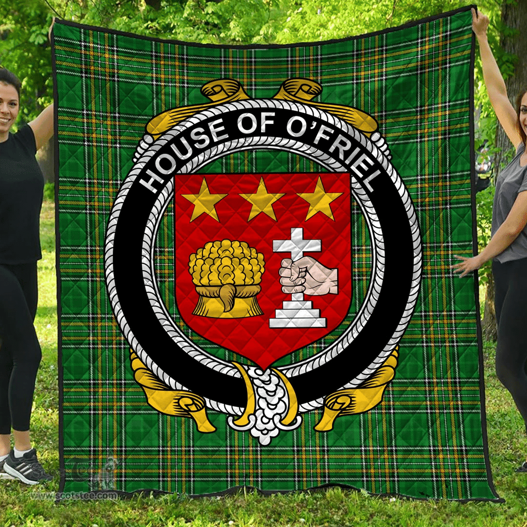 Scottish House Of O'Friel Irish Coat of Arms Family Crest Quilt Irish National Tartan Irish County Quilts