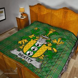 Scottish Beatty Or Betagh Irish Coat of Arms Family Crest Quilt Irish National Tartan Irish County Quilts