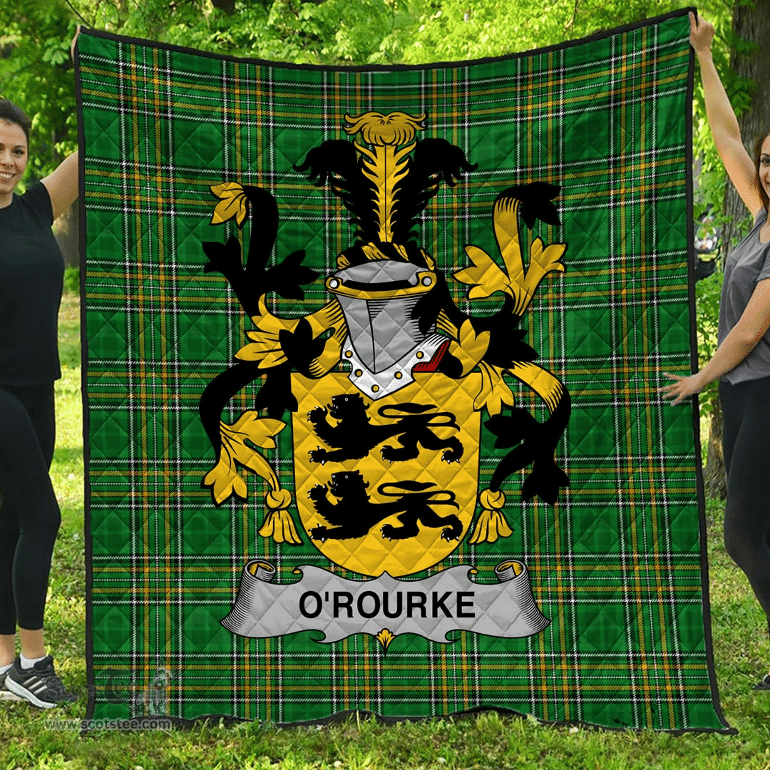 Scottish O'Rourke Irish Coat of Arms Family Crest Quilt Irish National Tartan Irish County Quilts