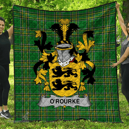 Scottish O'Rourke Irish Coat of Arms Family Crest Quilt Irish National Tartan Irish County Quilts