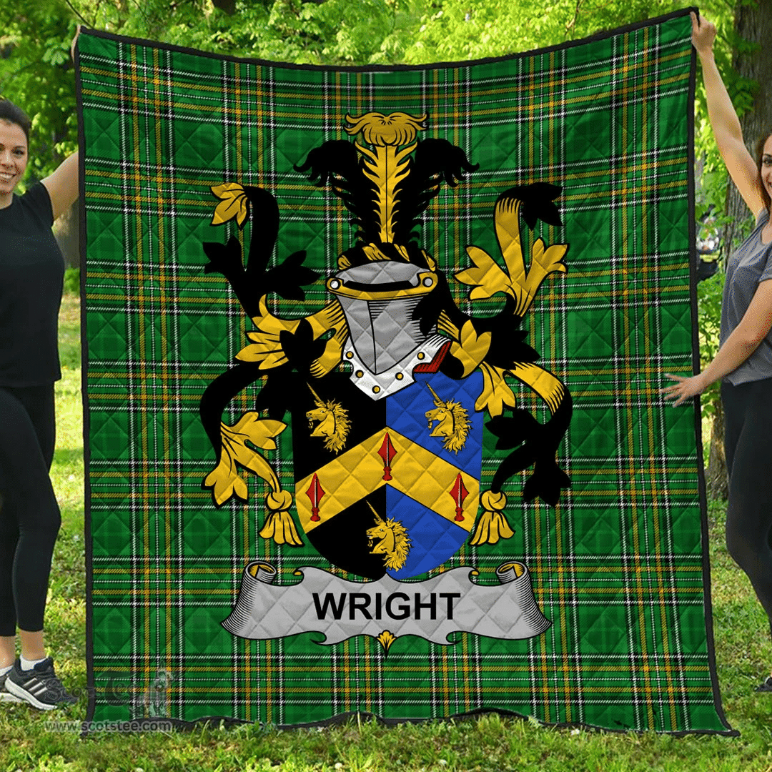 Scottish Wright Irish Coat of Arms Family Crest Quilt Irish National Tartan Irish County Quilts