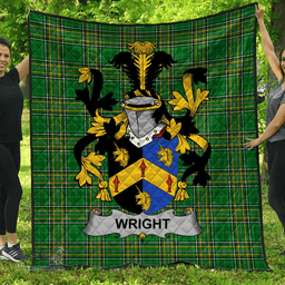 Scottish Wright Irish Coat of Arms Family Crest Quilt Irish National Tartan Irish County Quilts