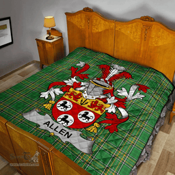 Scottish Allen Irish Coat of Arms Family Crest Quilt Irish National Tartan Irish County Quilts