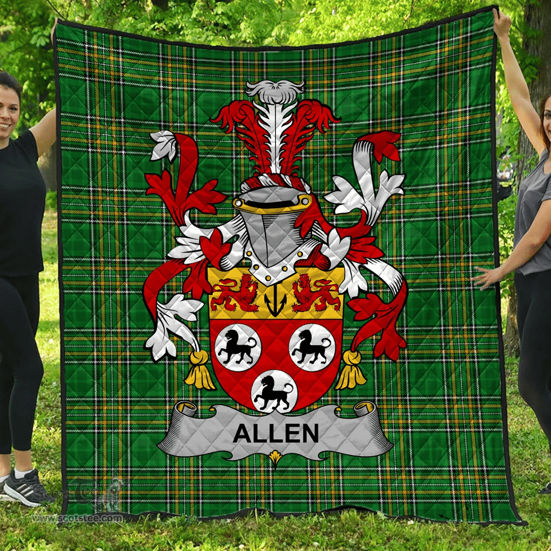 Scottish Allen Irish Coat of Arms Family Crest Quilt Irish National Tartan Irish County Quilts