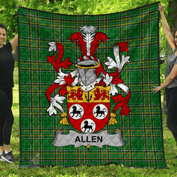Scottish Allen Irish Coat of Arms Family Crest Quilt Irish National Tartan Irish County Quilts