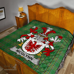 Scottish Mcglynn Or Glynn Irish Coat of Arms Family Crest Quilt Irish National Tartan Irish County Quilts