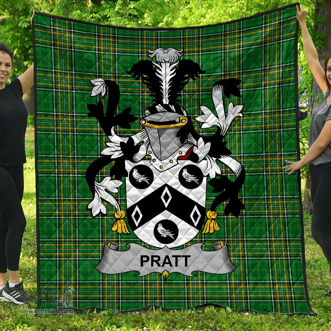 Scottish Pratt Irish Coat of Arms Family Crest Quilt Irish National Tartan Irish County Quilts