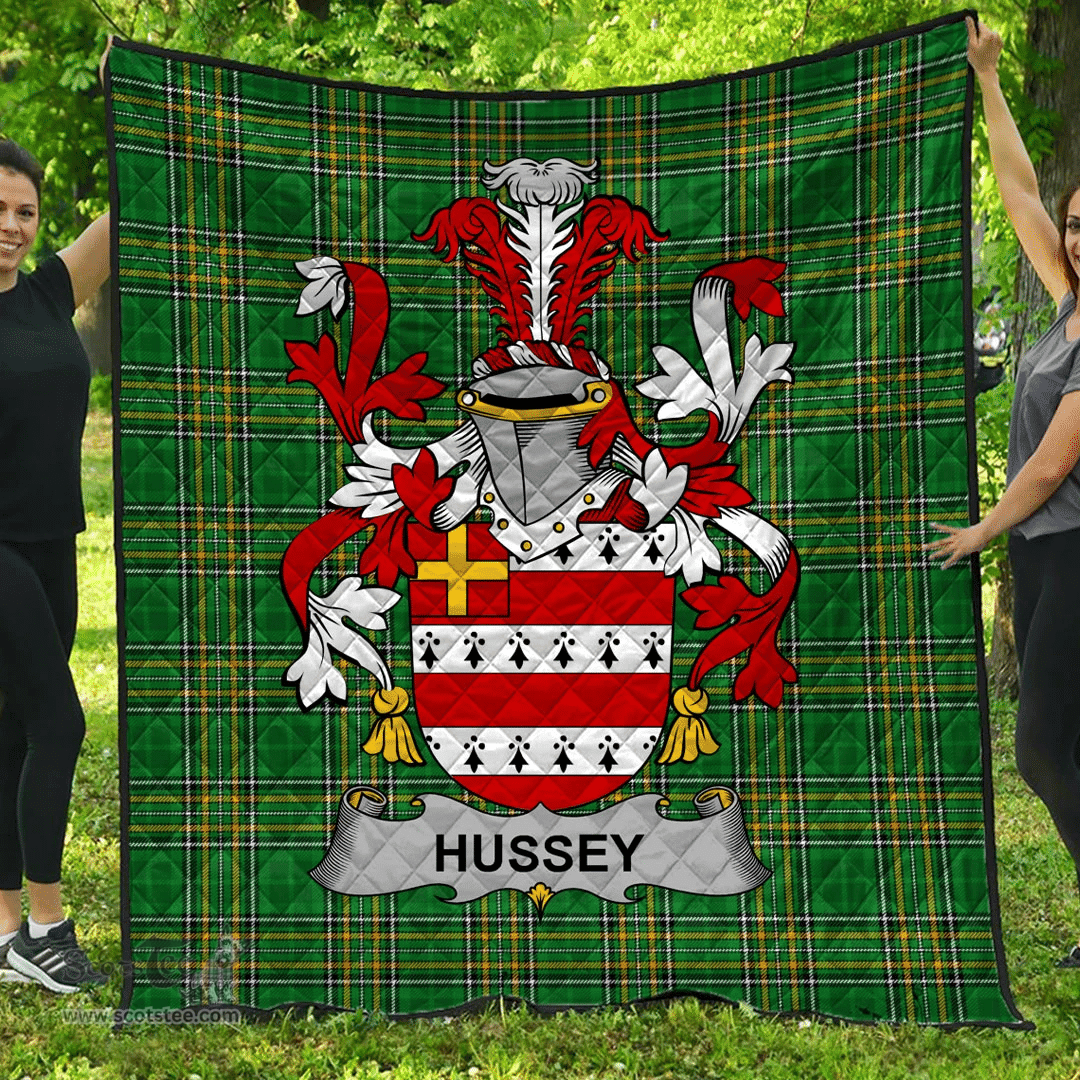 Scottish Hussey Or O'Hosey Irish Coat of Arms Family Crest Quilt Irish National Tartan Irish County Quilts