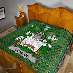 Scottish Lennon Or O'Lennon Irish Coat of Arms Family Crest Quilt Irish National Tartan Irish County Quilts