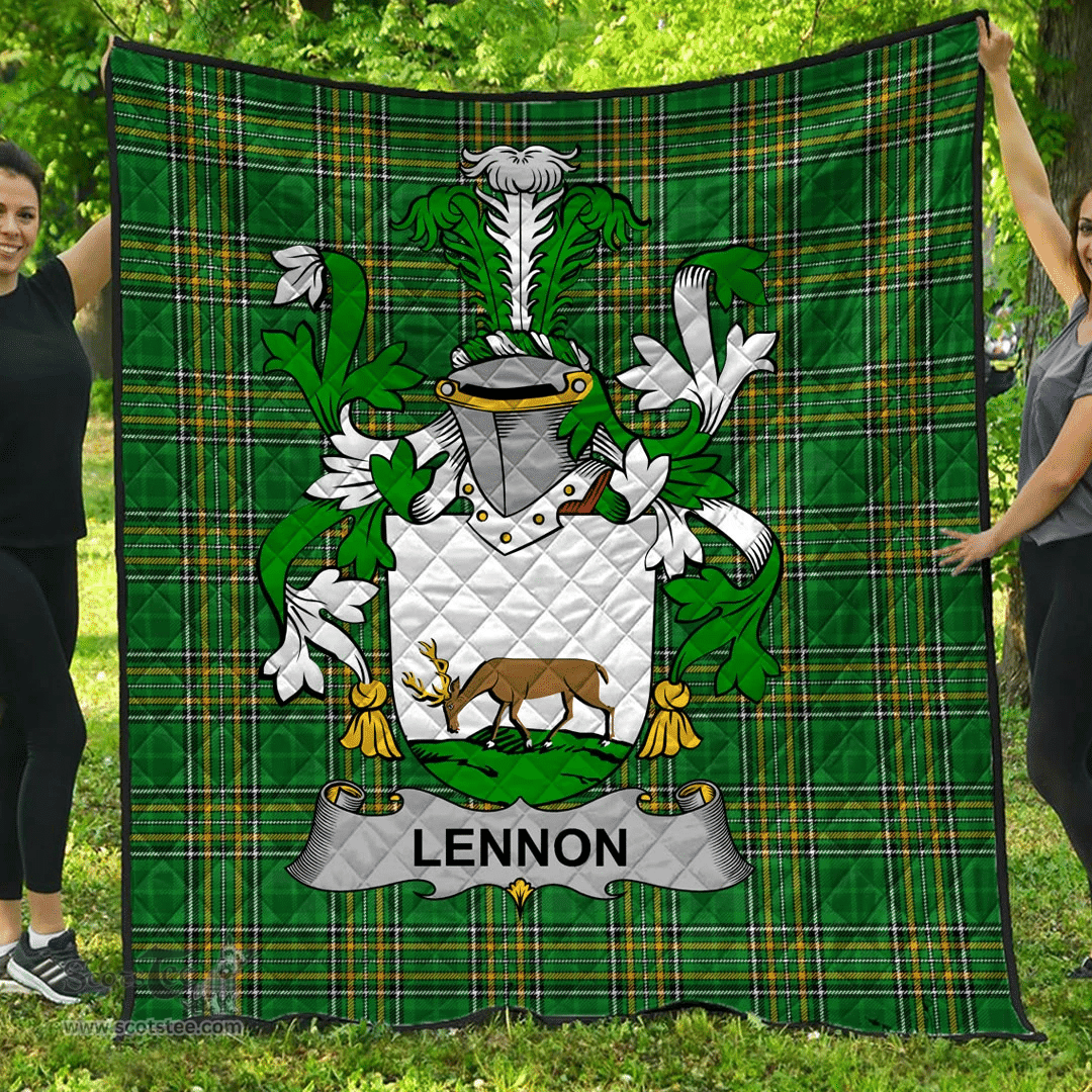 Scottish Lennon Or O'Lennon Irish Coat of Arms Family Crest Quilt Irish National Tartan Irish County Quilts