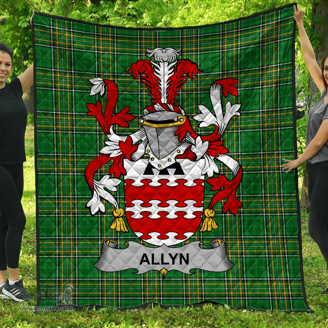 Scottish Allyn Irish Coat of Arms Family Crest Quilt Irish National Tartan Irish County Quilts