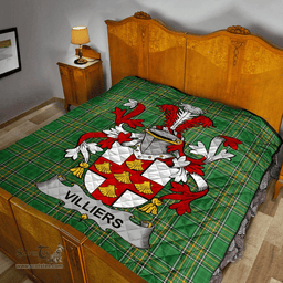 Scottish Villiers Irish Coat of Arms Family Crest Quilt Irish National Tartan Irish County Quilts