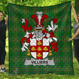 Scottish Villiers Irish Coat of Arms Family Crest Quilt Irish National Tartan Irish County Quilts