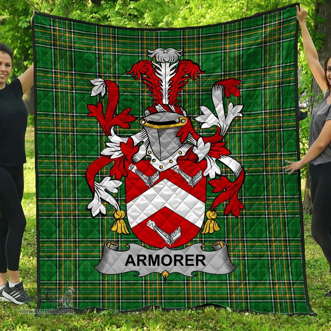 Scottish Armorer Irish Coat of Arms Family Crest Quilt Irish National Tartan Irish County Quilts