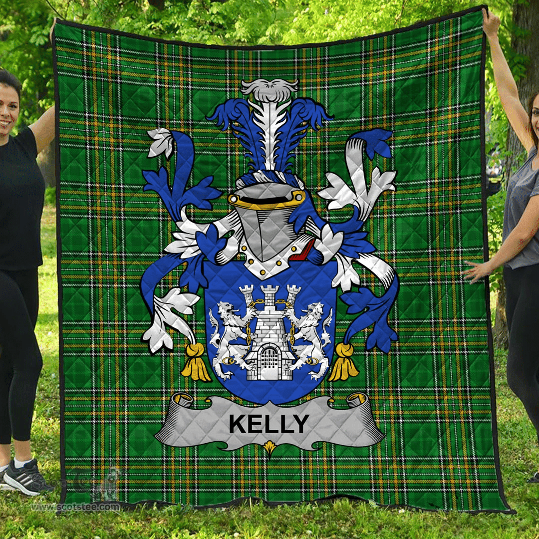 Scottish Kelly Or O'Kelly Irish Coat of Arms Family Crest Quilt Irish National Tartan Irish County Quilts