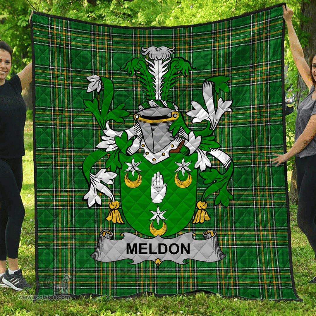 Scottish Meldon Or Muldoon Irish Coat of Arms Family Crest Quilt Irish National Tartan Irish County Quilts