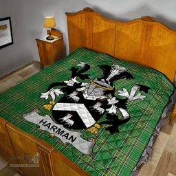 Scottish Harman Irish Coat of Arms Family Crest Quilt Irish National Tartan Irish County Quilts