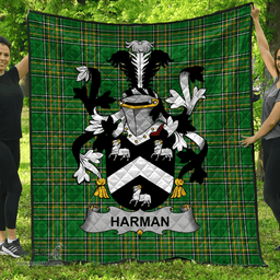 Scottish Harman Irish Coat of Arms Family Crest Quilt Irish National Tartan Irish County Quilts