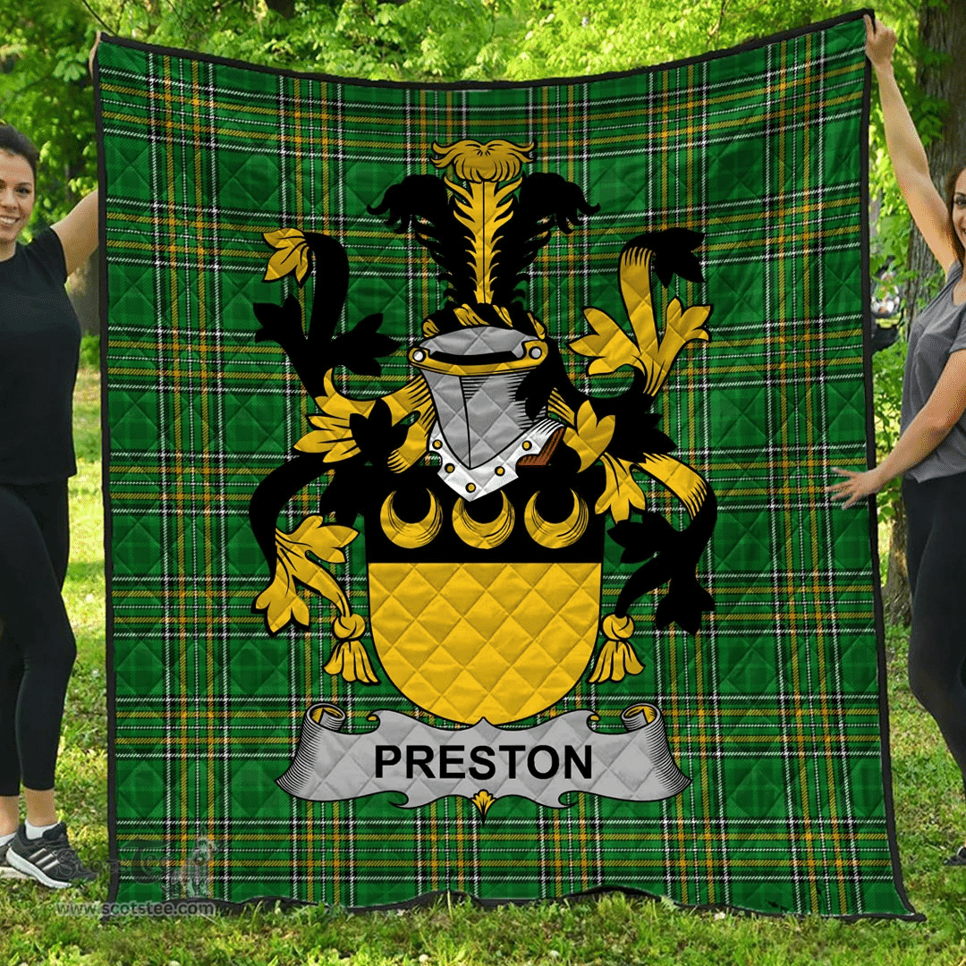 Scottish Preston Irish Coat of Arms Family Crest Quilt Irish National Tartan Irish County Quilts