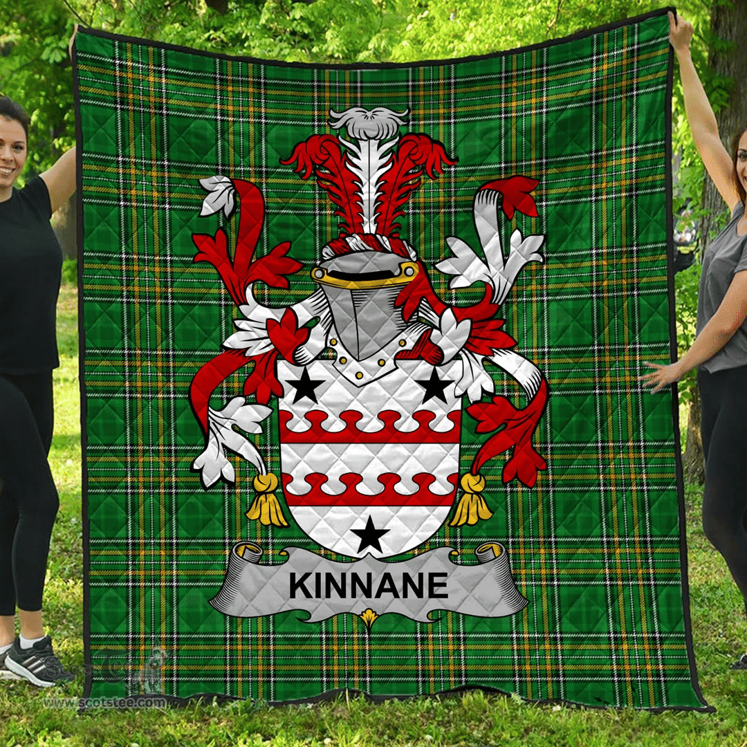 Scottish Kinnane Or O'Kinane Irish Coat of Arms Family Crest Quilt Irish National Tartan Irish County Quilts