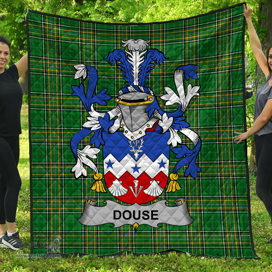Scottish Douse Or Dowse Irish Coat of Arms Family Crest Quilt Irish National Tartan Irish County Quilts