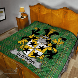 Scottish Glennon Or Glenane Irish Coat of Arms Family Crest Quilt Irish National Tartan Irish County Quilts