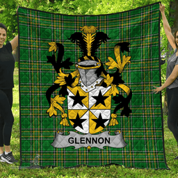 Scottish Glennon Or Glenane Irish Coat of Arms Family Crest Quilt Irish National Tartan Irish County Quilts