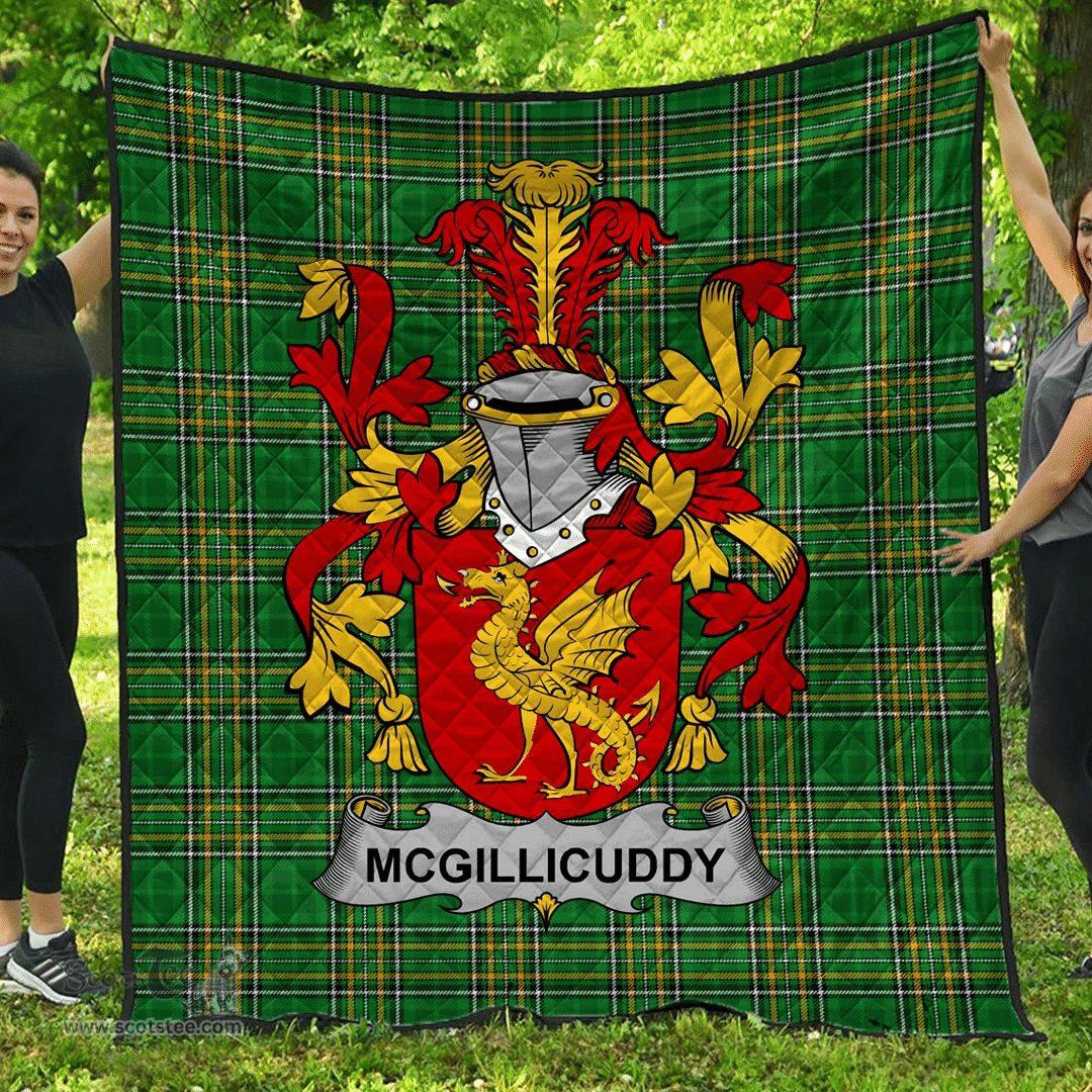 Scottish Mcgillicuddy Irish Coat of Arms Family Crest Quilt Irish National Tartan Irish County Quilts