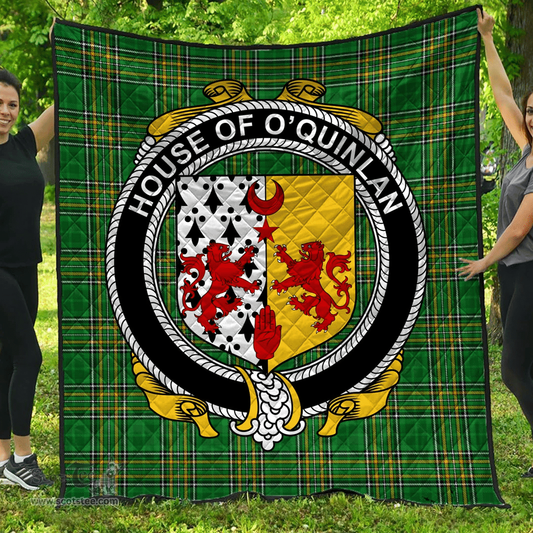 Scottish House Of O'Quinlan Irish Coat of Arms Family Crest Quilt Irish National Tartan Irish County Quilts