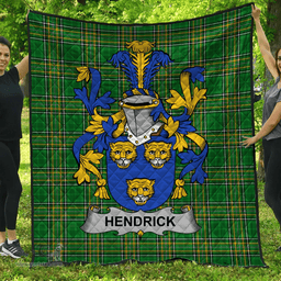 Scottish Hendrick Or O'Henrick Irish Coat of Arms Family Crest Quilt Irish National Tartan Irish County Quilts