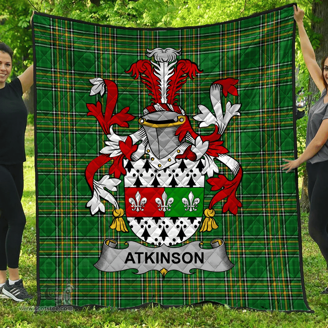Scottish Atkinson Irish Coat of Arms Family Crest Quilt Irish National Tartan Irish County Quilts