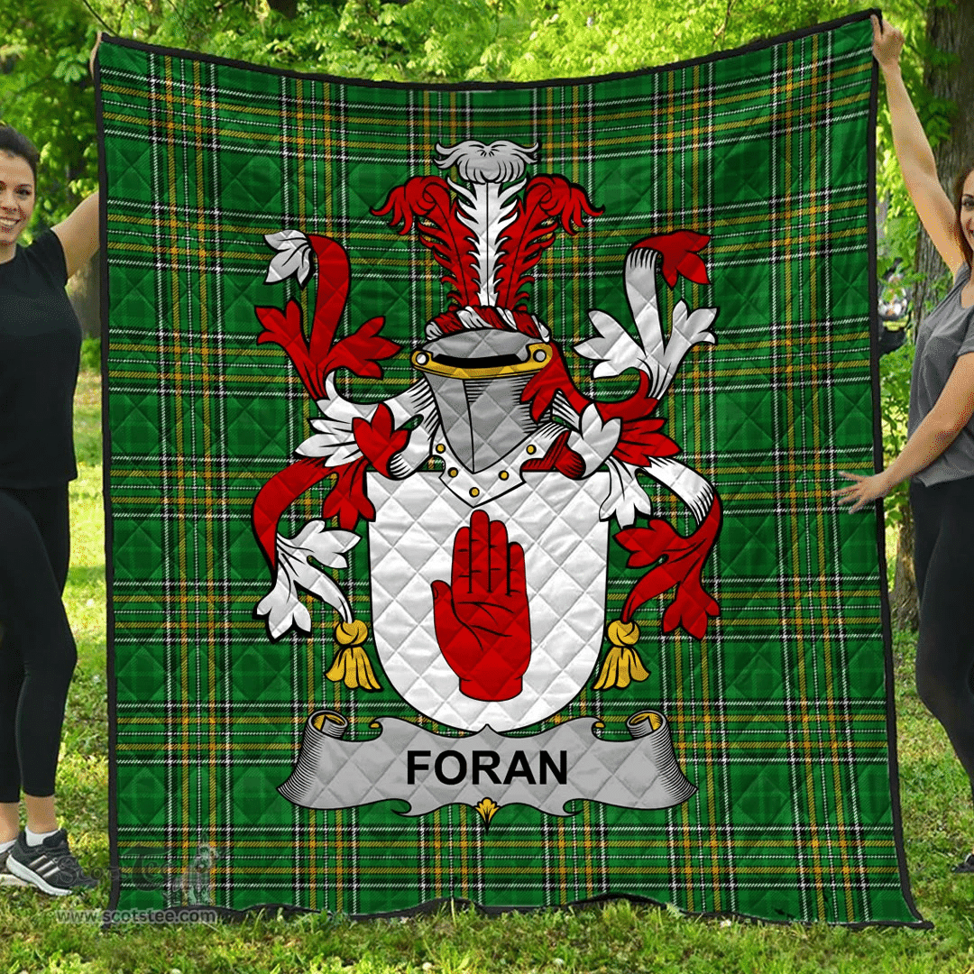 Scottish Foran Or O'Foran Irish Coat of Arms Family Crest Quilt Irish National Tartan Irish County Quilts