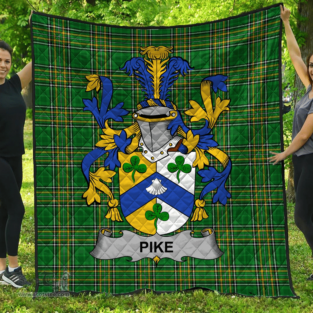 Scottish Pike Irish Coat of Arms Family Crest Quilt Irish National Tartan Irish County Quilts