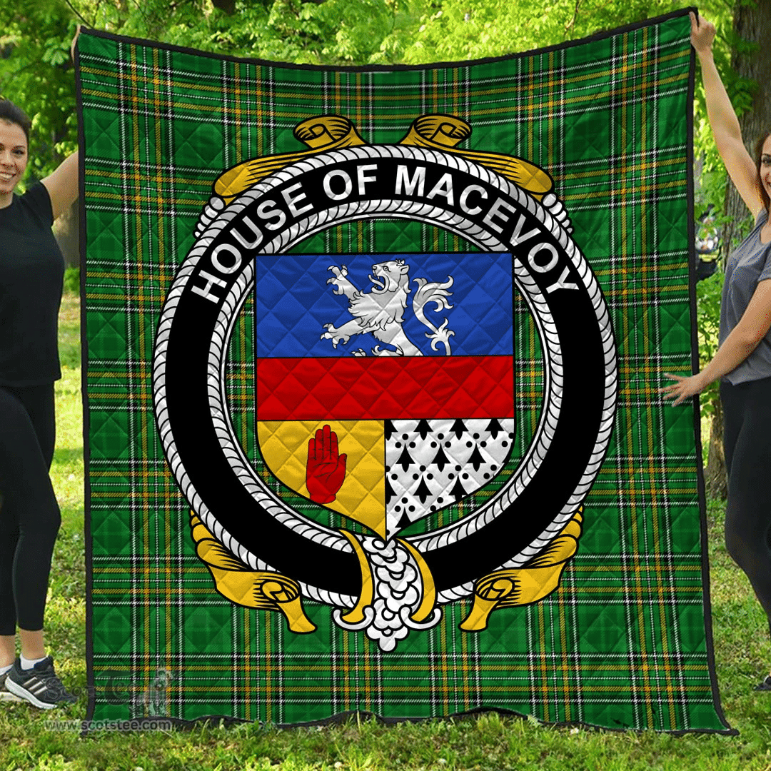 Scottish House Of Macevoy Irish Coat of Arms Family Crest Quilt Irish National Tartan Irish County Quilts