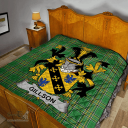 Scottish Gillson Irish Coat of Arms Family Crest Quilt Irish National Tartan Irish County Quilts