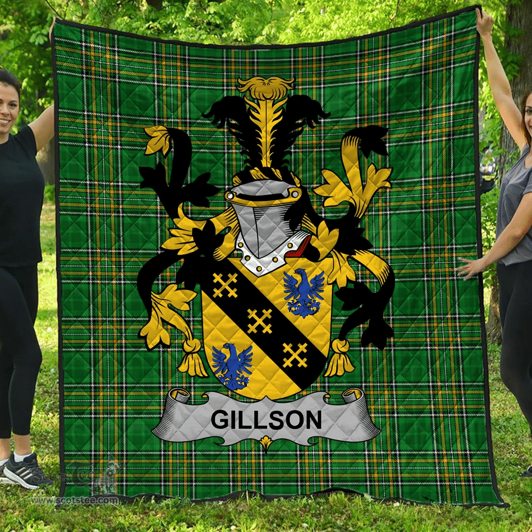 Scottish Gillson Irish Coat of Arms Family Crest Quilt Irish National Tartan Irish County Quilts