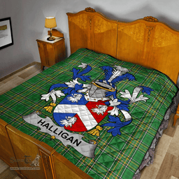 Scottish Halligan Or O'Halligan Irish Coat of Arms Family Crest Quilt Irish National Tartan Irish County Quilts