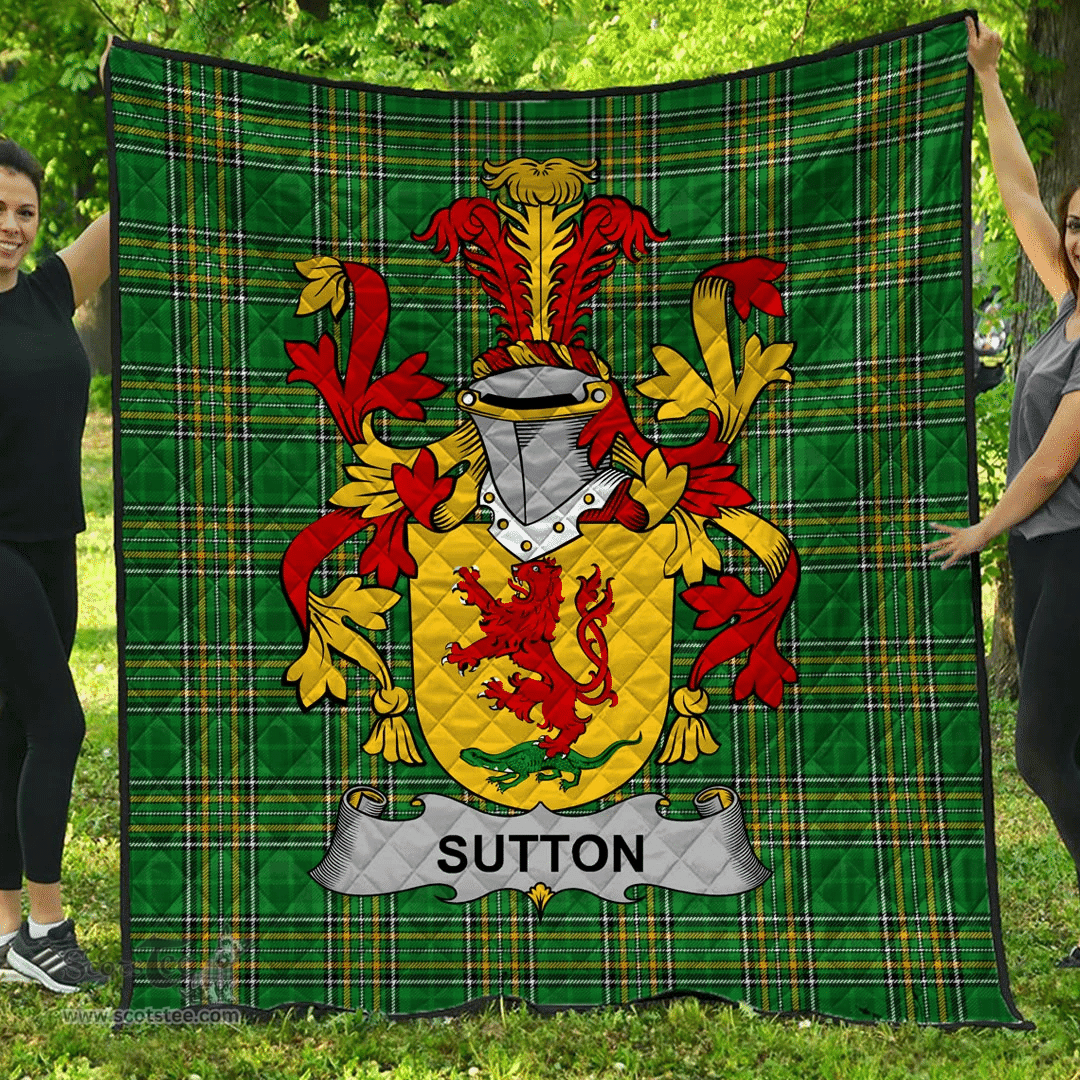 Scottish Sutton Irish Coat of Arms Family Crest Quilt Irish National Tartan Irish County Quilts