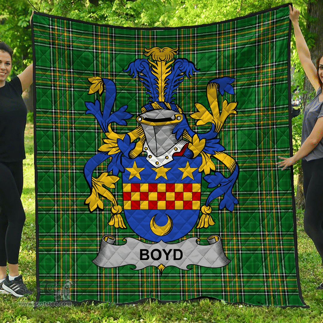 Scottish Boyd (Of Danson) Irish Coat of Arms Family Crest Quilt Irish National Tartan Irish County Quilts