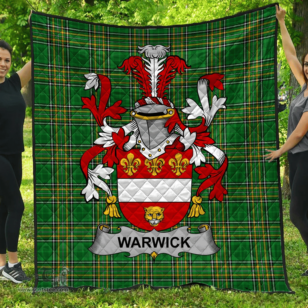 Scottish Warwick Irish Coat of Arms Family Crest Quilt Irish National Tartan Irish County Quilts