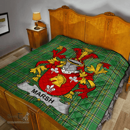 Scottish Marsh Irish Coat of Arms Family Crest Quilt Irish National Tartan Irish County Quilts