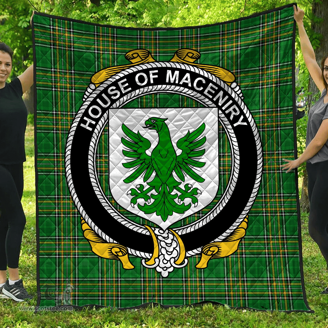 Scottish House Of Maceniry Irish Coat of Arms Family Crest Quilt Irish National Tartan Irish County Quilts