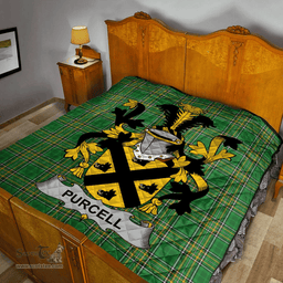 Scottish Purcell Irish Coat of Arms Family Crest Quilt Irish National Tartan Irish County Quilts